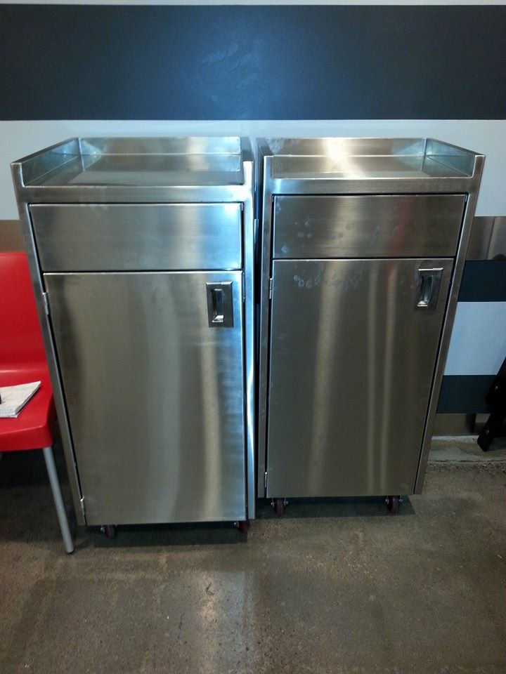 Custom stainless steel commercial cabinets on casters — Phoenix AZ