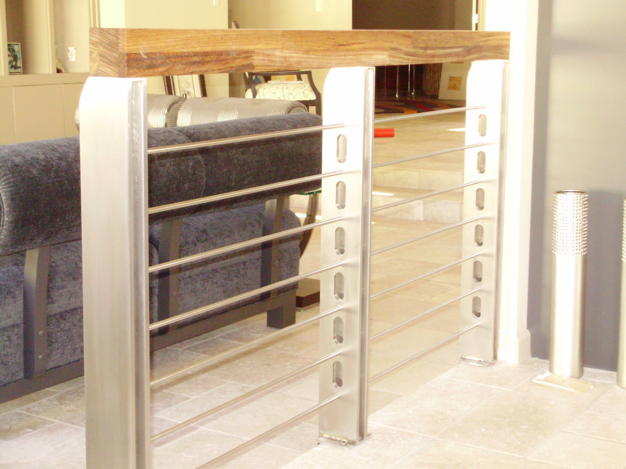 Close-up of precision-welded stainless steel railing